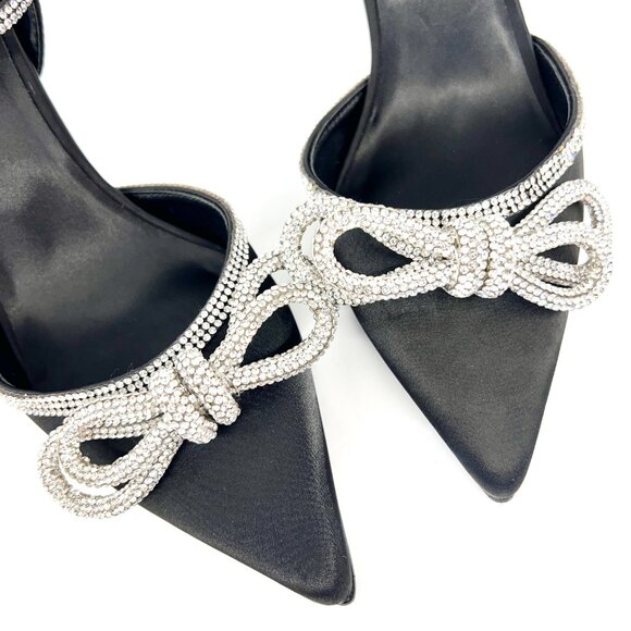 Sz 7.5 NWT Call It Spring Galaa Black Rhinestone Bow High Heels Women - Picture 4 of 14